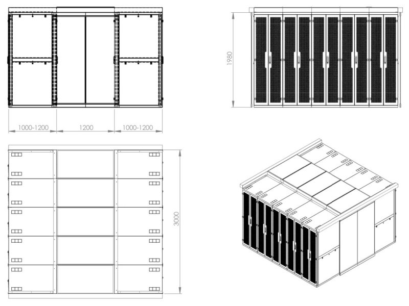 Data Center Rack Cabinet Technical Drawing